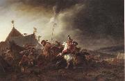 Philips Wouwerman A Detachment of cavalry attacking a camp Sweden oil painting reproduction